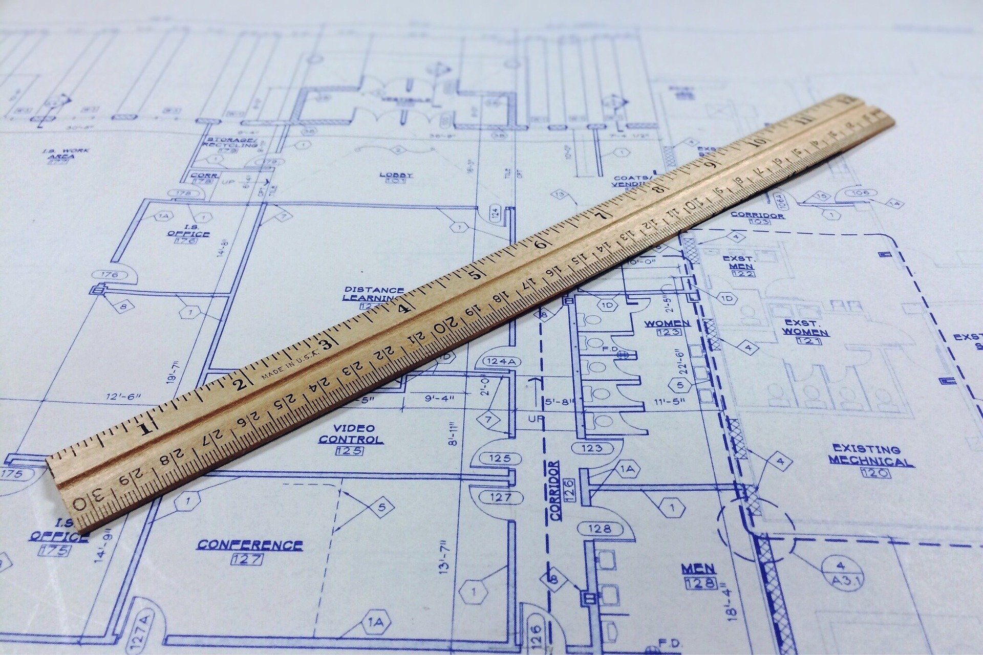 Blueprint with ruler